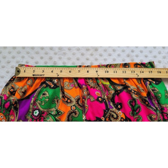 Vintage 1970's‎ Neon Paisley Knee Length Skirt Size Large Hippie Boho Festival - Picture 10 of 11